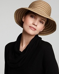 The ultra chic way to face the sun. Lightweight and striped straw with topstitching, Eric Javitz re-emerges this season with a great new hat. It's packable and squishee, perfect for your vacation.