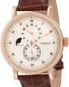 Stuhrling Original Men's 97.3345K2 Symphony Operetta Automatic Date Multi Function Rose Tone Brown Leather Strap Watch