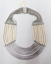 Michael Kors Glamorous Ivoy Bead and Silver Brass Tube Multi-Strand Necklace MKJ1712