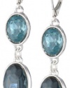 Anne Klein Color Social Scene Silver-Tone Aqua Double Drop Earrings