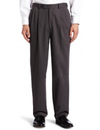 Louis Raphael Men's Poly Rayon Gabardine Solid Pleated Dress Pant