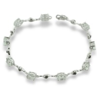 4ct Green Amethyst and Black Diamond Bracelet In Sterling Silver, 7 Inches