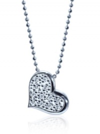 Alex Woo Little Princess Diamond and 14k White Gold Heart Pendant Necklace, 16