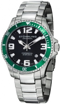 Stuhrling Original Men's 395.33P154 Aquadiver Regatta Champion Professional Diver Swiss Quartz Date Green Bezel Watch