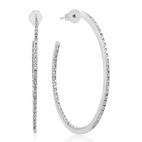 Sterling Silver & Diamond Inside-Outside Hoop Earrings (0.10ct - 39MM Diameter)