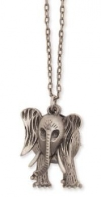 ZAD Fun 3-Piece Antiqued Elephant Charm Necklace Silver Chain - Turn Charm Around to See his Cute Tail