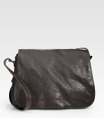 Calfskin leather messenger with full flap closure.Flap closureAdjustable shoulder strap15¾W x 11H x 6DMade in Italy