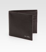 Smooth leather design with logo detailing.One bill compartmentEight card slots3¾W x 4¼HMade in Italy