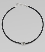 A single strand of rubber is accented with a sterling silver barrel bead.From the Kali CollectionSilverRubberAdjustable, 22 to 24Lobster claspImported