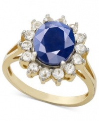 Macy's Sapphire with White Topaz Ring Size 7