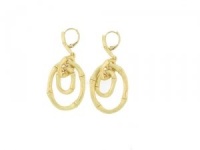 Designer Inspired Bamboo Link Brushed Gold Earrings