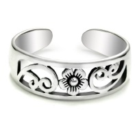 Sterling Silver Hawaiian Plumeria Flower Adjustable Toe Band Ring