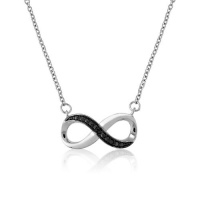 Sterling Silver 16 + 2 extension Pave-look and Black Diamond Accent Infinity Figure 8 Necklace **SUMMER SPECIAL!**