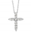 B. Brilliant Sterling Silver Necklace, 18 Small Cubic Zirconia Cross Pendant