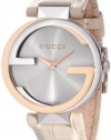 Gucci Women's YA133303 Interlocking White Crocodile Pink Gold and Steel Watch