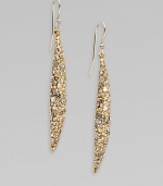 From the Miss Havisham Collection. Dazzling Swarovski crystals encrusted on goldtone spear-shaped drops. Swarovski crystalsGoldtoneDrop, about 2¼14k gold filled French wireMade in USA