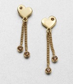 Be sweetheart in this stone accented heart design. Glass stoneGoldtone-plated brassDrop, about 1.4Post backImported 