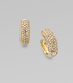 Dazzle in these petite huggie hoops accented with sparkling rhinestones. Brass and sterling silverGlass stonesLength, about ½Hinge-and-post backImported 