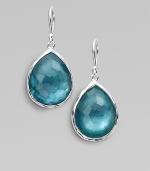 From the Wonderland Collection. A graceful, faceted teardrop-shaped doublet, the color of softly faded denim, combines color-backed mother-of-pearl layered with clear quartz in an elegantly simple sterling silver setting.Mother-of-pearl and clear quartzSterling silverLength, about 1¼Ear wireImported