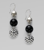 From the David Yurman Element Collection. Triple drops of sterling silver and black onyx for a simply elegant design.Black onyx Sterling silver Length, about 1 Width, about 14mm French earwires Imported 