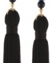 Kenneth Jay Lane Black and Lapis Bead and Tassel Drop Earrings