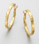 Add interest with this shiny design with 14k goldplating. 14k goldplated brassLength, about 1.25Hinged post backImported 