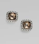 From the Moonlight Ice Collection. Rich smokey quartz is surrounded by luxe pavé diamonds in a sterling silver setting.Diamonds, 0.60 tcw Smokey quartz Sterling silver About ½ square Post back Imported