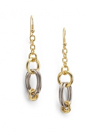 THE LOOKTwo-tone designInterlocking link accentsChain details18k white and yellow goldplated settingHook backTHE MEASUREMENTLength, about 2¾ORIGINMade in Italy