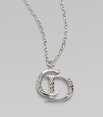 Dazzling, crystal encrusted logo pendant on link chain for an iconic design. Palladium platedCrystalsLength, about 14Pendant size, about ½Spring ring closureImported