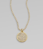 Add a little sparkle with this brilliant pavé rhinestone pendant on a ball link chain. RhinestonesGoldtone brassLength, about 16Pendant size, about ½ Toggle closureImported 