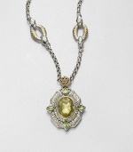 EXCLUSIVELY AT SAKS. From the Irma Collection. A pendant of faceted lemon citrine set in a sterling silver design, surrounded in complimentary peridot stones on a 18k gold accented bale. Lemon citrine and peridotSterling silver18k goldSize, about 2Fixed baleImportedPlease note: Necklace not included. 