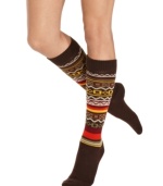 Tap into the tribal trend with these colorfully cool knee highs from Kensie. Pair them with short skirts and traditional trousers.