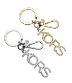 Keep yourself organized in signature style. This MICHAEL Michael Kors keychain showcases a bit of bling with crystal stud accents on a logo charm.