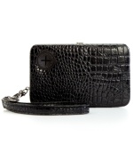 Fab meets function in this posh, croc-embossed wristlet case from Kenneth Cole Reaction that discretely stashes a music player or phone. Provides portal for ear buds so can grove on-the-go, and separate  compartments let you bring along cards, cash, coins and ID.