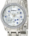 Armitron Women's 75/5010MPBS Light Blue Swarovski Crystal Accented Floral Print Dial Silver-Tone Bracelet Watch