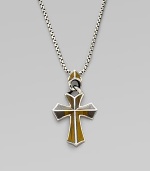 Rayskin-textured sterling silver cross is detailed with tiger's iron inlay. Pendant, about 1¾ long Necklace, about 20 long Imported