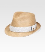 A soft, woven straw design with a printed fabric band to update your summertime ensembles.StrawBrim, about 2Spot cleanMade in USA