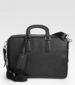 Protect your investment with this stylish computer case rendered in textured saffiano leather.Zip closureDouble top handlesAdjustable shoulder strapInterior pockets15¾W x 12H x 11DMade in Italy