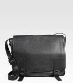 Simple and functional, this classic messenger is tailor-made to hit campus, work and everywhere in between with incredible style.Flap, buckle closureAdjustable shoulder strapExterior, interior pocketsFully linedLeather16W X 14½H X 12DImported