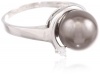 Sterling Silver 10mm Black Shell Pearl and Cubic Zirconia Ring