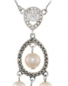 Judith Jack Pearlette Sterling Silver, Marcasite and Fresh Water Pearl Mini Chandelier Pendant Necklace, 18