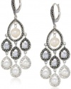 Judith Jack Pearlette Sterling Silver, Marcasite and Fresh Water Pearl Chandelier Drop Earrings