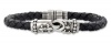 J.Goodman Sterling Silver Black Braided Leather Bracelet 8 1/2