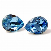 Aqua Blue Teardrop Crystal Stud Earrings Made With Swarovski Elements