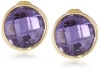 Anne Klein Loretto Gold-Tone Purple Round Clip-On Earrings