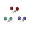 Sterling Silver 8mm Red, Lavender and Green Jadeite Stud Earrings Set