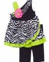 Rare Editions Girls Lime Ruffled Zebra Dress Set 5 (S751003)