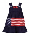 Rare Editions Girls Red White Blue Smocked Seersucker Flag Dress 6 (S729580)