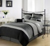 Chezmoi Collection 7 Pieces 3-tone Black Gray Embroidery Duvet Cover Set King Size Bedding