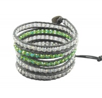 Multi Colored Green Stone Wrap Bracelet